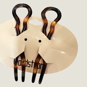 Lot of 16 Nordstrom large tortoiseshell hair pins — acetate wavy-U France